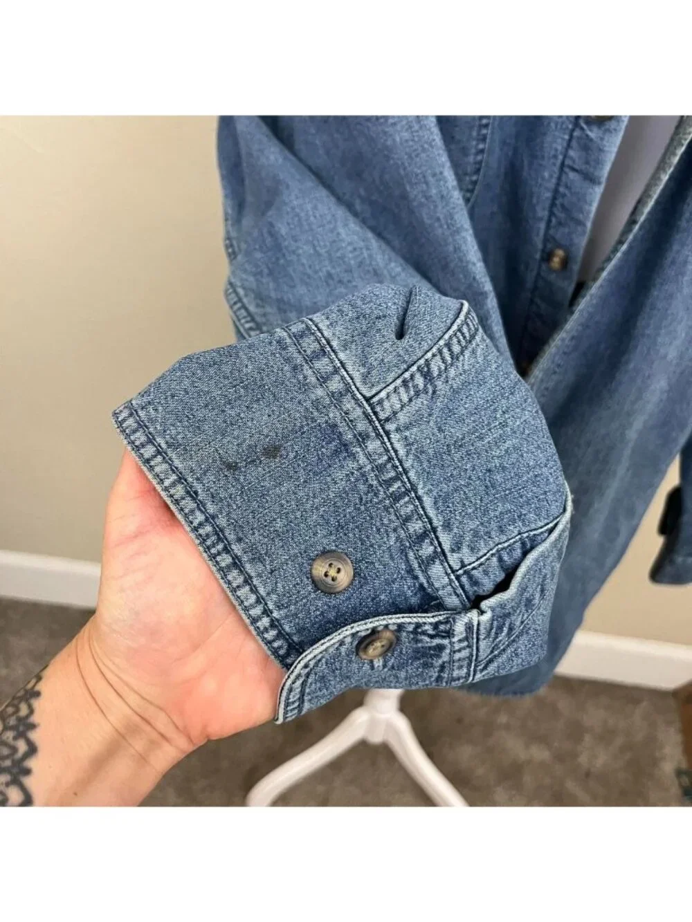 90s denim preppy western skater fleece lining shirt jacket